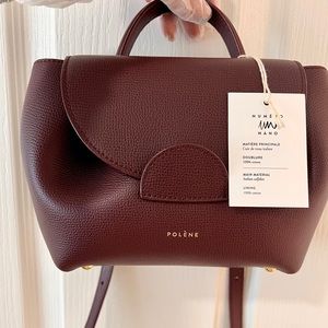 Polene Bag_Number One Nano_Burgundy Textured Leather